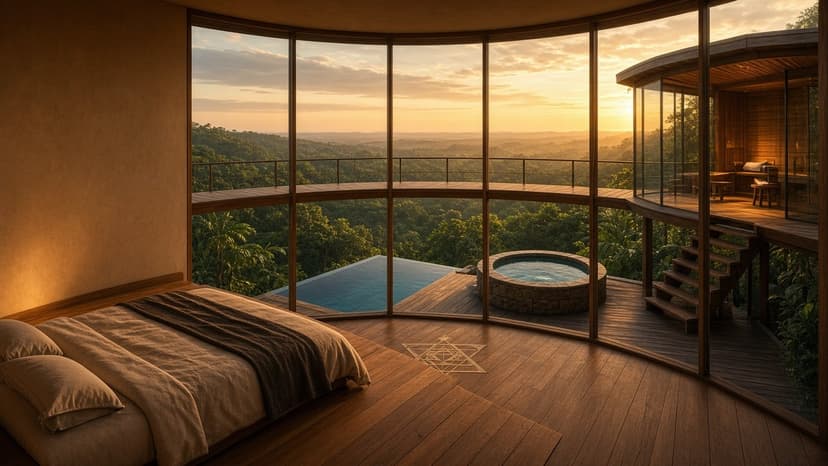 Toroidal Field Sanctuary — from circle over pool