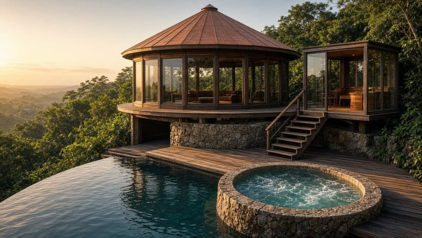 Toroidal Field Sanctuary — from pool looking up